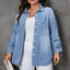 Sky Blue Plus Size Chest Pocket Button-Up Denim Shacket