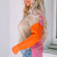 Clay Red Color Block Turtle Neck Drop Shoulder Knit Sweater