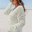 White Hollow Out Crochet V Neck Pullover Sweater