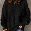 Solid Color Puffy Sleeve Pocketed Sweater