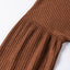 Chestnut Ribbed Knit Drop Shoulder Ruffled Sleeve Textured Top