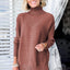 Mineral Red Turtleneck Ribbed Knit Tunic Sweater