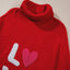 Red Merry Letter Embroidered High Neck Sweater