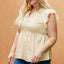 Golden Fleece Plus Size Swiss Dot Lace Trim Split Neck Babydoll Top