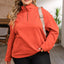 Orange O-ring Zipper Pocketed Plus Size Sweatshirt