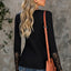 Black Crochet Lace Hem Sleeve Button Top