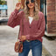 Waffled Knit Lace Long Sleeve Buttoned Cardigan