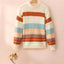 Crew Neck Drop-shoulder Striped Color Block Sweater