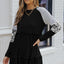 Black Striped Leopard Patchwork Long Sleeve Mini Dress