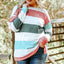 Pink Stripe Plus Size Colorblock Pullover Top