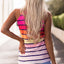 Multicolor Colorful Striped Hollow Out Camisole