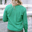 Green Trimmed Neckline Waffle Knit Henley Top