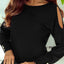 Black Asymmetrical Cut Out Buttoned Long Sleeve Top