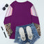 Purple Leopard Striped Color Block Plus Size Top