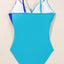 Light Blue Crossover Colorblock Cutout One Piece Swimsuit