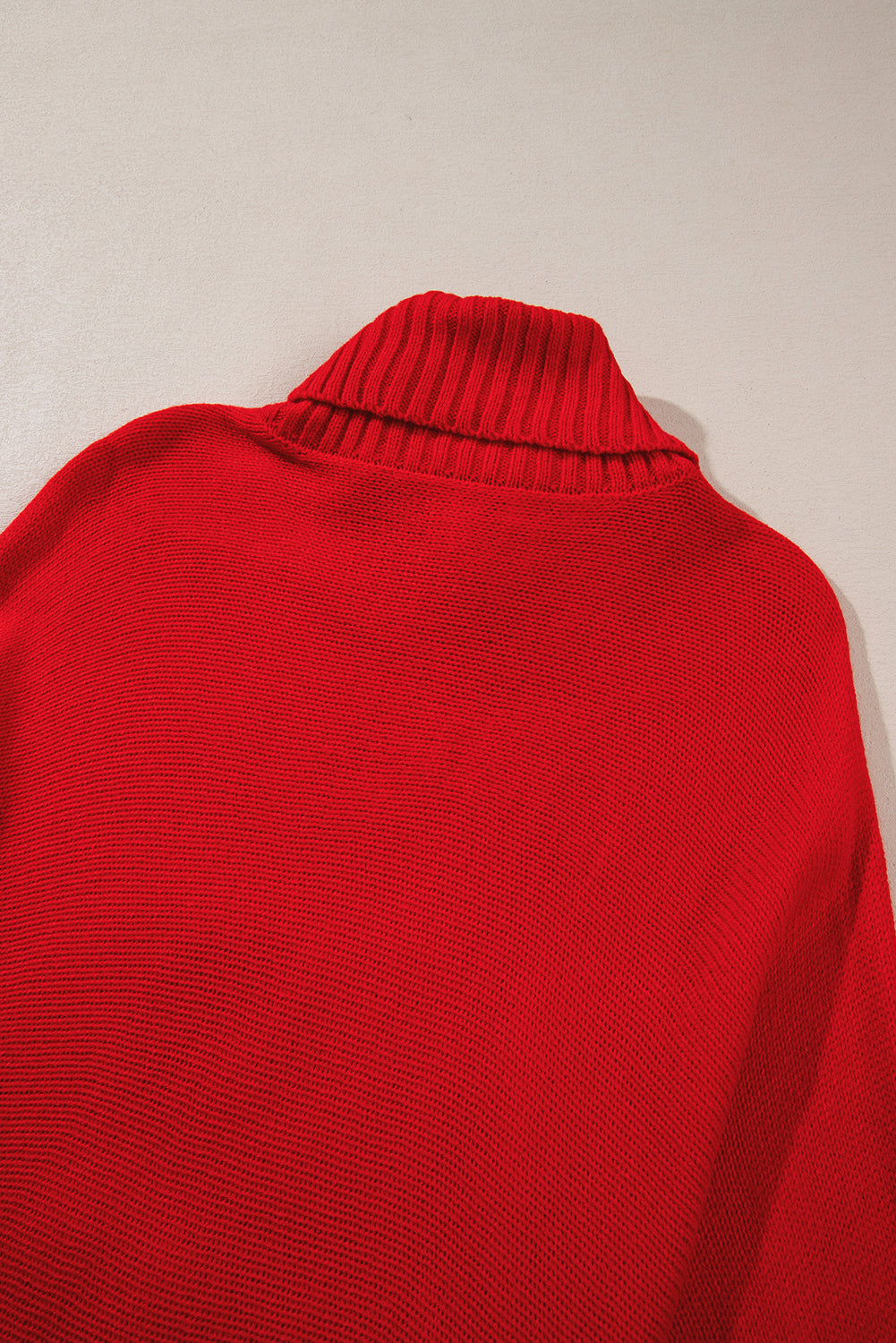 Red Merry Letter Embroidered High Neck Sweater