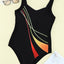 Black Striped Pattern Print Sleeveless One Piece Swimsuit