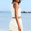 White Hollowed Crochet Cropped 2 Piece Beach Dress