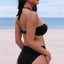 Black Halter O-ring Ruched Bust One Piece Swimsuit