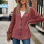 Waffled Knit Lace Long Sleeve Buttoned Cardigan