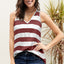 Red Striped V Neck Tank Top