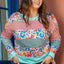 Pink Stripe Plus Size Colorblock Pullover Top