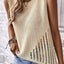 Beige Pointelle Detail Solid Color Knit Sweater Vest