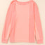 Pink Solid Color Patchwork Long Sleeve Top