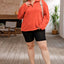 Orange O-ring Zipper Pocketed Plus Size Sweatshirt