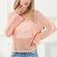 Pink Hollowed Eyelets Knit Bell Sleeve Sweater