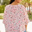 Pink Printed 3/4 Dolman Sleeve Plus Size Blouse