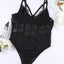 Black Spaghetti Straps Lace Panel Bodysuit