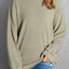 Pink Solid Ribbed Knit Round Neck Pullover Sweatshirt