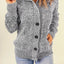 Dark Gray Long Sleeve Button-up Hooded Cardigans