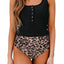 Leopard Square Neck Sleeveless Fashion Print Tankini Set