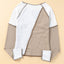 White Irregular Color Block Seaming Trim Rib Knit Top