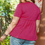 Rose Red Solid Short Sleeve Flowy Plus Size Top