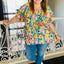 Multicolor Plus Size Ruffled Short Sleeve Floral Blouse