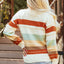 Crew Neck Drop-shoulder Striped Color Block Sweater