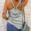 White Striped Henley Tank Top