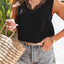 Black Lace Splicing Open Back V Neck Tank Top