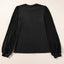 Black Contrast Ribbed Bishop Sleeve Top