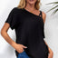 Black Asymmetric Criss Cross One Shoulder T Shirt