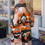 Orange Western Tribal Aztec Print Cardigan