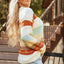 Crew Neck Drop-shoulder Striped Color Block Sweater