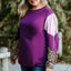 Purple Leopard Striped Color Block Plus Size Top