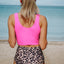 Leopard Square Neck Sleeveless Fashion Print Tankini Set