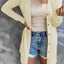 Solid Color Open-Front Buttons Cardigan