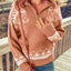 Pink Geometry Knit Quarter Zip Sweater