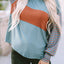 Peach Blossom Colorblock Striped Bishop Sleeve Top